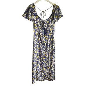 Karl Marc John Floral Midi Sundress Slit Blue Cutout size Medium Cottagecore
